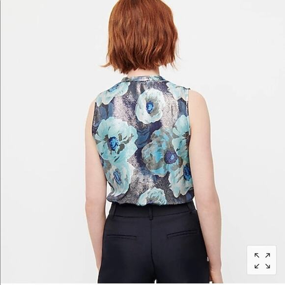 NWT J Crew ruffle front floral sleeveless top - Picture 3 of 7